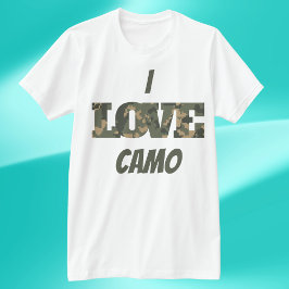 Camiseta Eu Amo Camouflage Verde Brown |