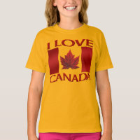 Camiseta Eu Amo Canadá Orgânica Menina Camiseta Ca