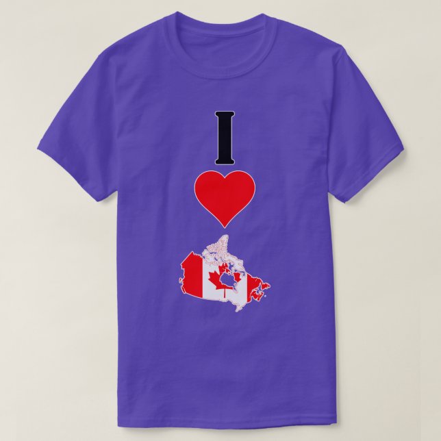 Camiseta Eu Amo Canadá Vertical I Heart Country Flag Map (Frente do Design)