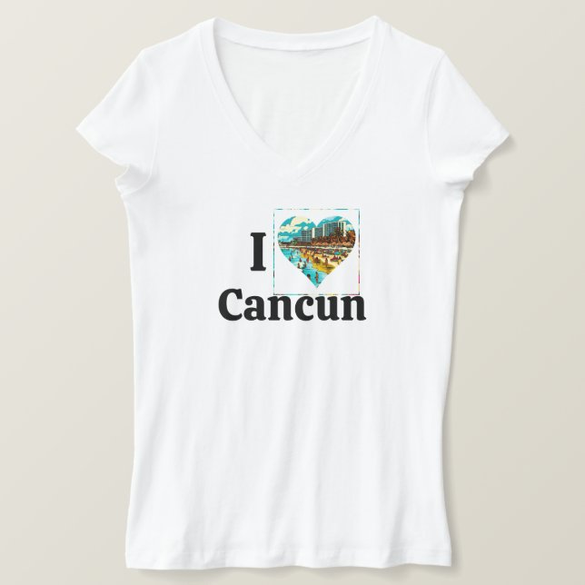Camiseta Eu Amo Cancun, México (Frente do Design)