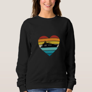 Camiseta Eu Amo Capitão de Iate Navio Pôr do Sol Retrô