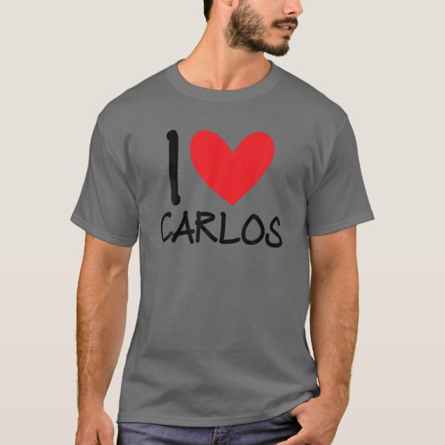 Camiseta Eu Amo Carlos Name Personalizado Men Cara Amigo BF (Frente)