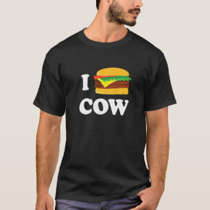 Camiseta Eu Amo Carne de Comida Rápida de Vaca Gráfica