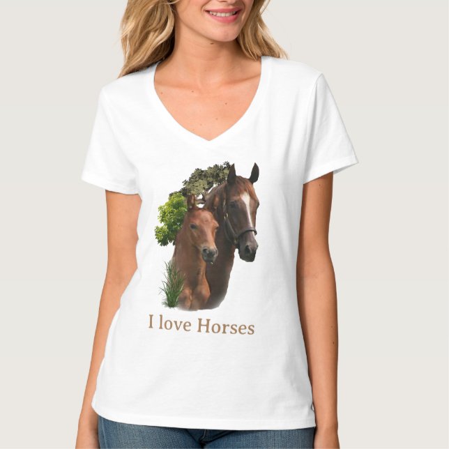 Camiseta Eu amo Cavalos (Frente)