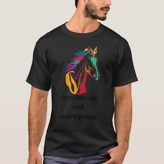 Camiseta Eu Amo Cavalos E Mais 3 Pessoas (Frente)