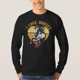 Camiseta Eu Amo Cavalos Enredados De Cavalos De Coração