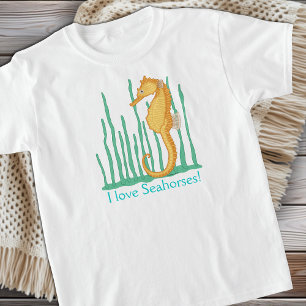 Camiseta Eu Amo Cavalos-marinhos Laranja