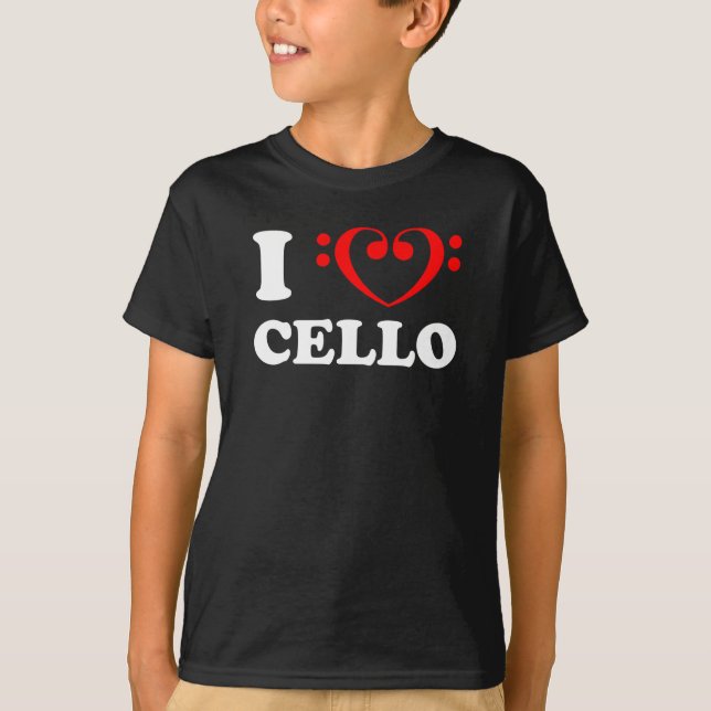Camiseta Eu Amo Cello Bass Clef (Frente)