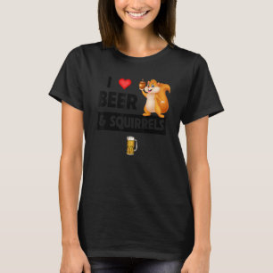 Camiseta Eu Amo Cerveja e Esquilos Engraçado Bebendo Animal