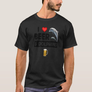 Camiseta Eu Amo Cerveja e Golfinhos Bebendo Vida Marinha Aq