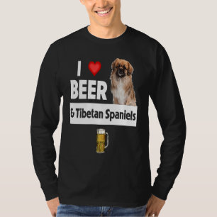 Camiseta Eu Amo Cerveja e Mãe de Spaniels Tibetanos Pai Beb
