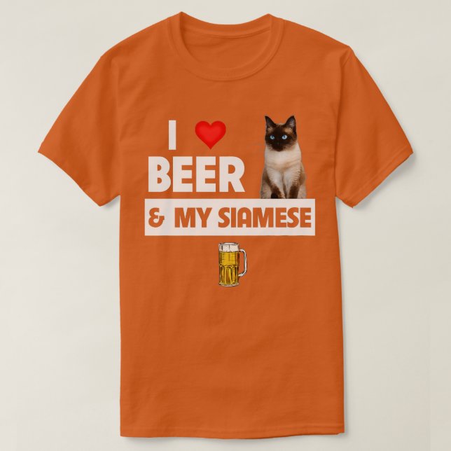 Camiseta Eu amo cerveja e meu gato siamês Kitten Drinki (Frente do Design)