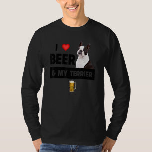 Camiseta Eu Amo Cerveja E Meu Terrier Boston Mãe Pai Cachor