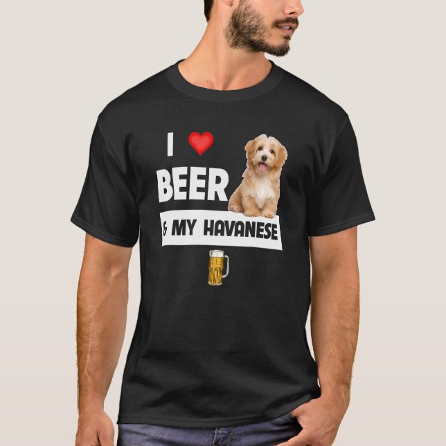 Camiseta Eu Amo Cerveja E Minha Mãe Havanesa Pai Havapoo Do (Frente)
