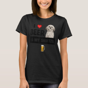 Camiseta Eu Amo Cerveja E Minha Mãe Shh Tzu Pai Bebendo Cac