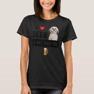 Camiseta Eu Amo Cerveja E Minha Mãe Shh Tzu Pai Bebendo Cac