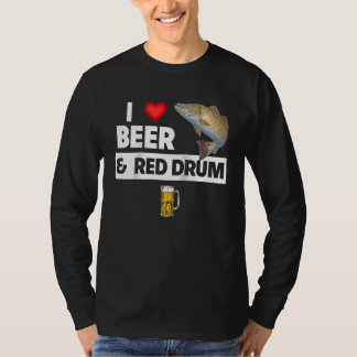 Camiseta Eu Amo Cerveja e Pescaria de Robalo Vermelho Lago 