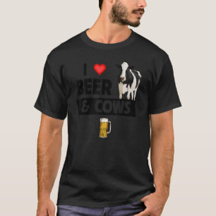 Camiseta Eu Amo Cerveja e Vacas Agricultura Animais de Fa