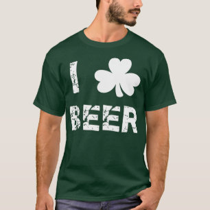 Camiseta Eu Amo Cerveja Shamrock Ruas Engraçadas