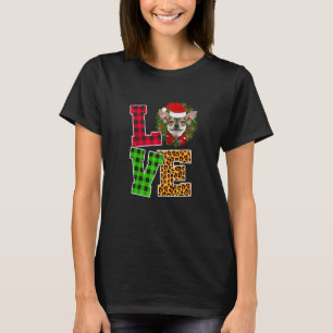 Camiseta Eu Amo Chihuahua Cachorro Papai Noel Leopardo Nata