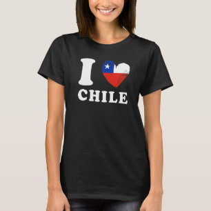 Camiseta Eu Amo Chile Heart Flag Chile