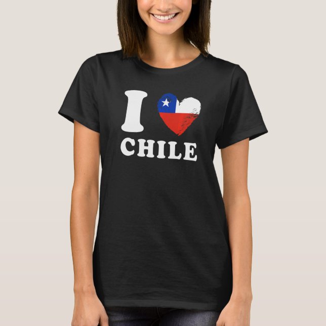 Camiseta Eu Amo Chile Heart Flag Chile (Frente)