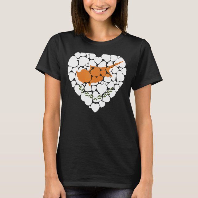Camiseta Eu Amo Chipre Bandeira Chipre (Frente)