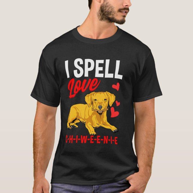 Camiseta Eu Amo Chiweenie Cute Wiener Dachshund (Frente)