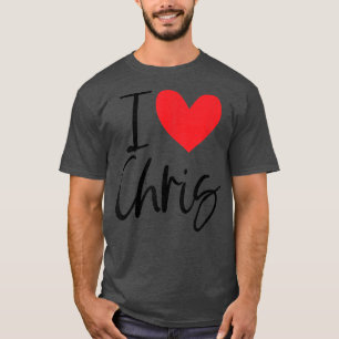 Camiseta Eu amo Chris Name Heart Personalised Men Cara BFF 
