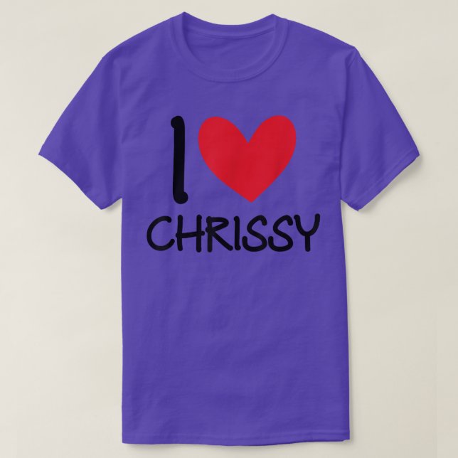 Camiseta Eu Amo Chrissy Name Personalizado Rapariga Bff Fr (Frente do Design)