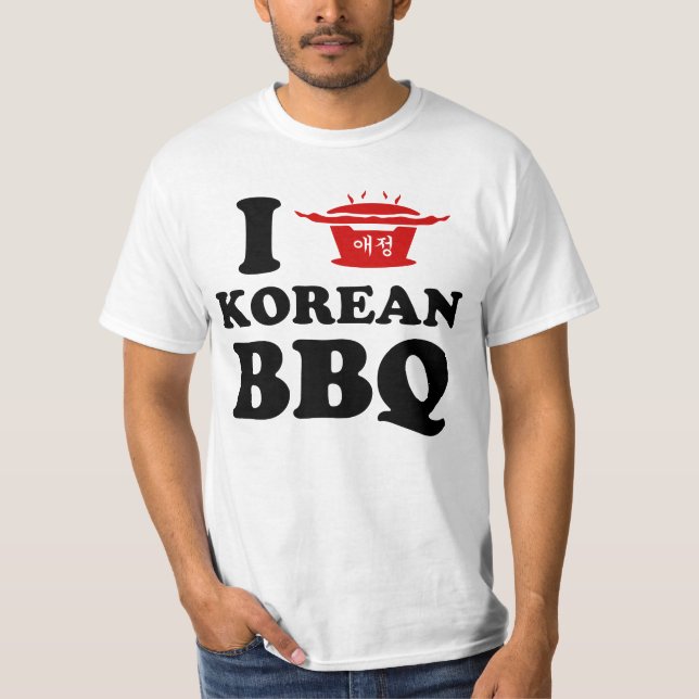 Camiseta Eu Amo CHURRASCO Coreano (고 기 구 이) (Frente)