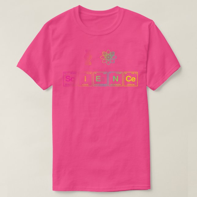 Camiseta EU AMO CIÊNCIA escrita em Elementos de Mesa Periód (Frente do Design)