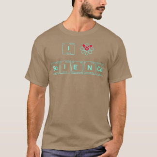 Camiseta EU AMO CIÊNCIA escrita em Elementos de Mesa Periód