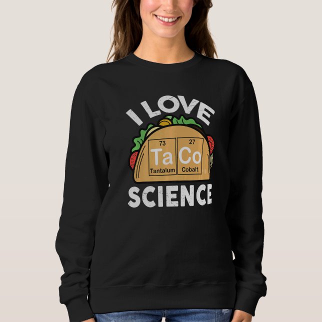 Camiseta Eu amo Ciência  Eu amo Tacos (Frente)