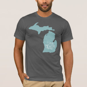 Camiseta Eu amo Cinzas Azuis de Michigan