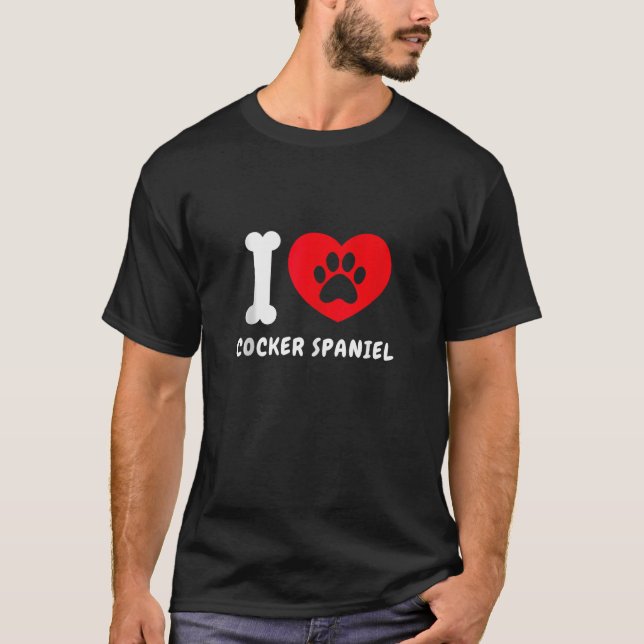 Camiseta Eu Amo Cocker Spaniel Oferece Ideia Cachorro Cacho (Frente)
