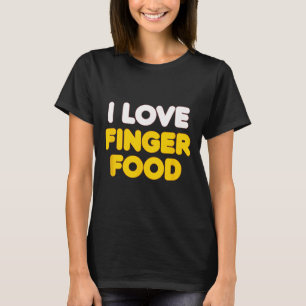 Camiseta Eu Amo Comida de Dedos do Amor Estou Comida, Casal