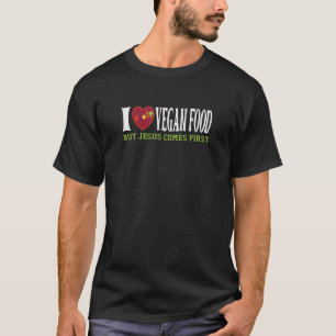 Camiseta Eu Amo Comida Vegana Jesus Cristão Baseado em Plan