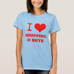 Camiseta eu amo comprar & meninos
