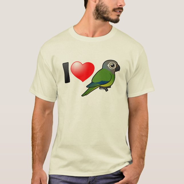 Camiseta Eu amo Conures Obscuro-dirigido (Frente)