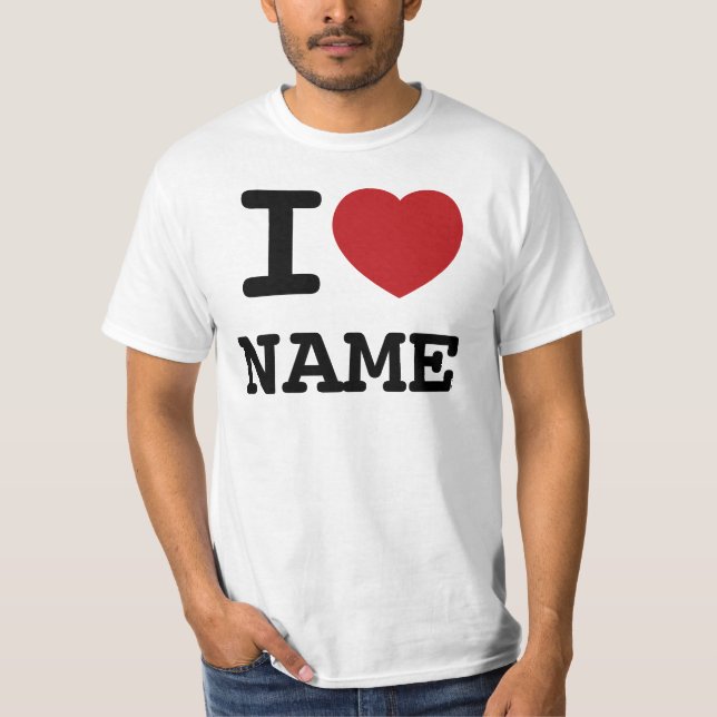 Camiseta Eu amo coração adicionar qualquer nome - personali (Frente)
