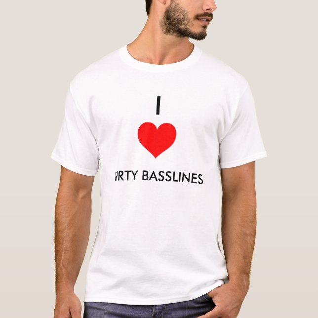 CAMISETA EU AMO (CORAÇÃO) BASSLINES SUJO (Frente)