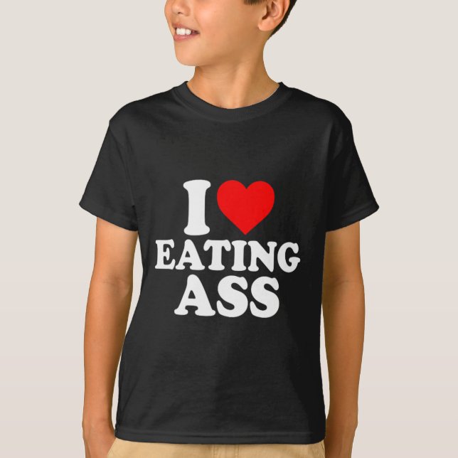 Camiseta Eu Amo Coração Comendo Fofo Divertido Simples  (Frente)
