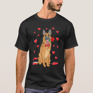 Camiseta Eu Amo Coração de Pastor Alemão Dia dos Namorados