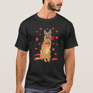 Camiseta Eu Amo Coração de Pastor Alemão Dia dos Namorados