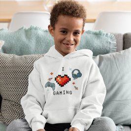 Camiseta Eu Amo Coração de Pixel de Jogos Infantil