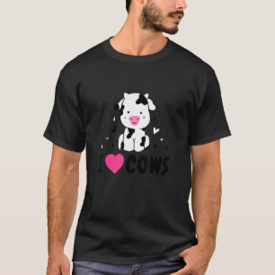 Camiseta Eu Amo Coração de Vacas Leite de Bebê Crianças Org
