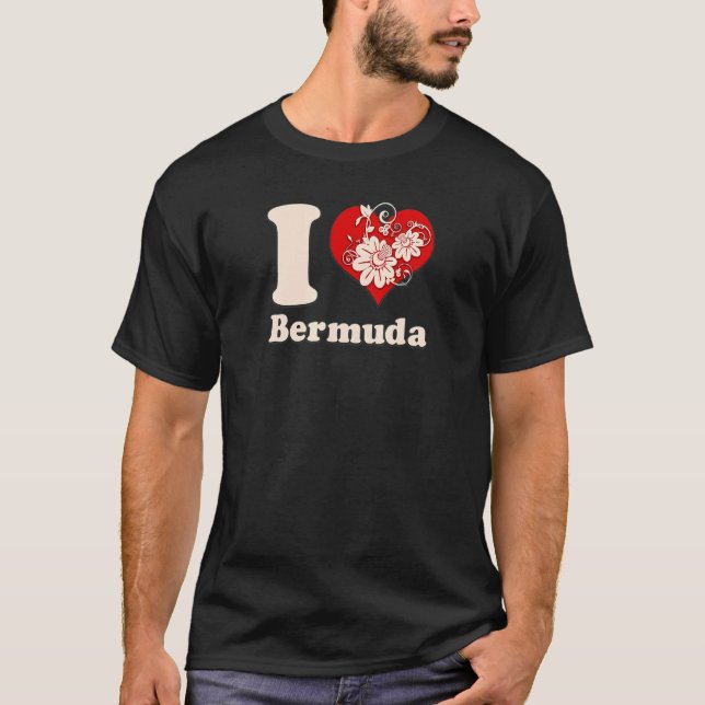 Camiseta Eu Amo Coração Floral das Bermudas (Frente)
