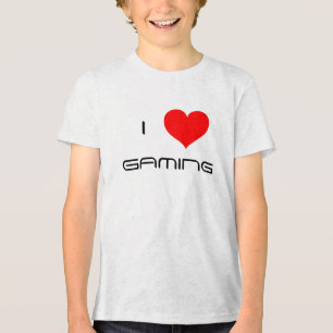 Camiseta Eu Amo (Coração) Jogos Crianças Jogador