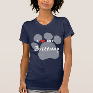 Camiseta Eu amo (coração) meu Brittany Pawprint